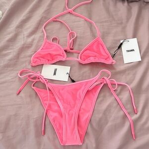 new triangl pink velvet bikini size small top and bottom